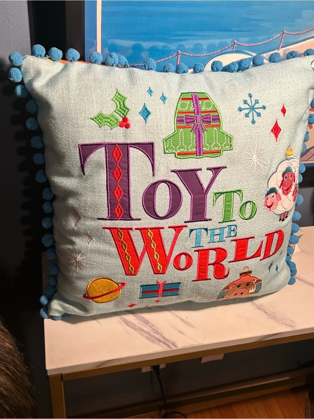 Disney Parks Pixar Toy To The World Christmas Holiday Pillow